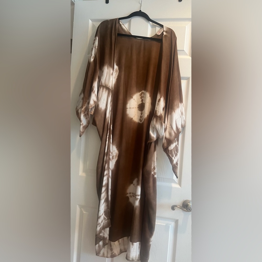 Free People Kimono Fits All Brown and Cream